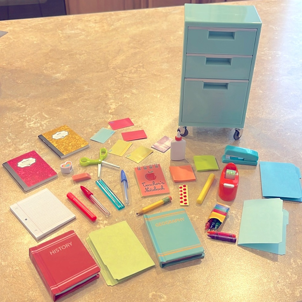 Rare My Generation Filing Cabinet & Tons Of Miniature Toys Teacher Collection
